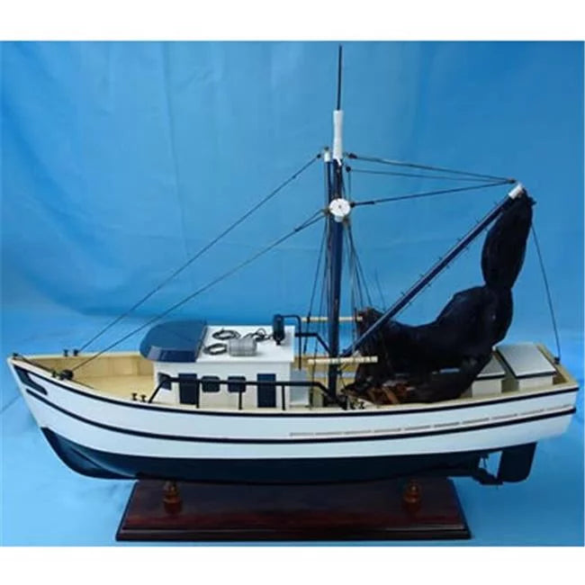 Old Modern Handicrafts  Shrimp Boat Model Boat - Natural Wood 25in. x 19in. x 5in.