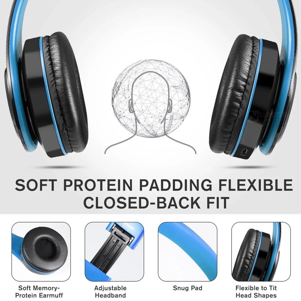 Luxmo Bluetooth Noise-Canceling Over-Ear Headphones, Blue, D422