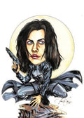 Crazy Caricatures Trading Card Artwork Kate Beckinsale by Tim Levandoski 11x14