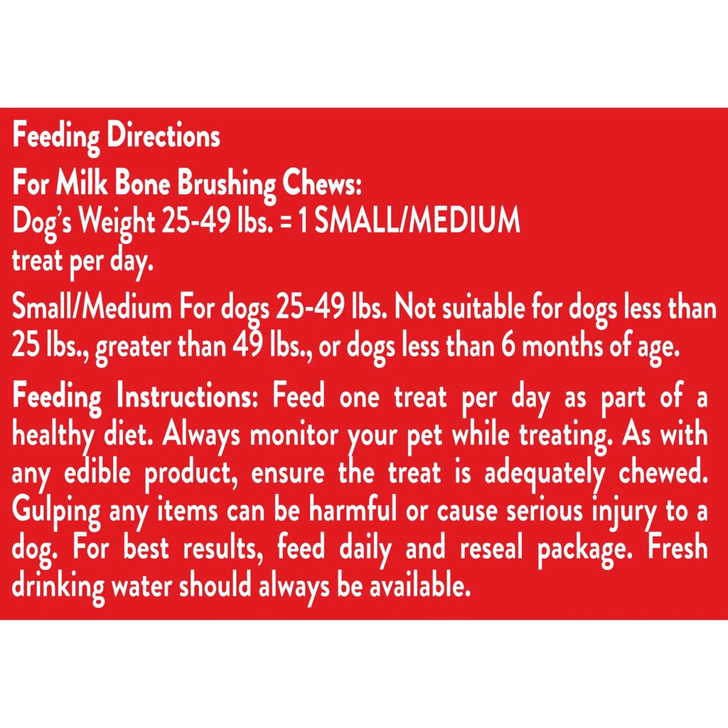 Milk-Bone Brushing Chews Daily Dental Dog Treats, Small/Medium, 19.6 Oz. Bag, 25 Bones Per Bag