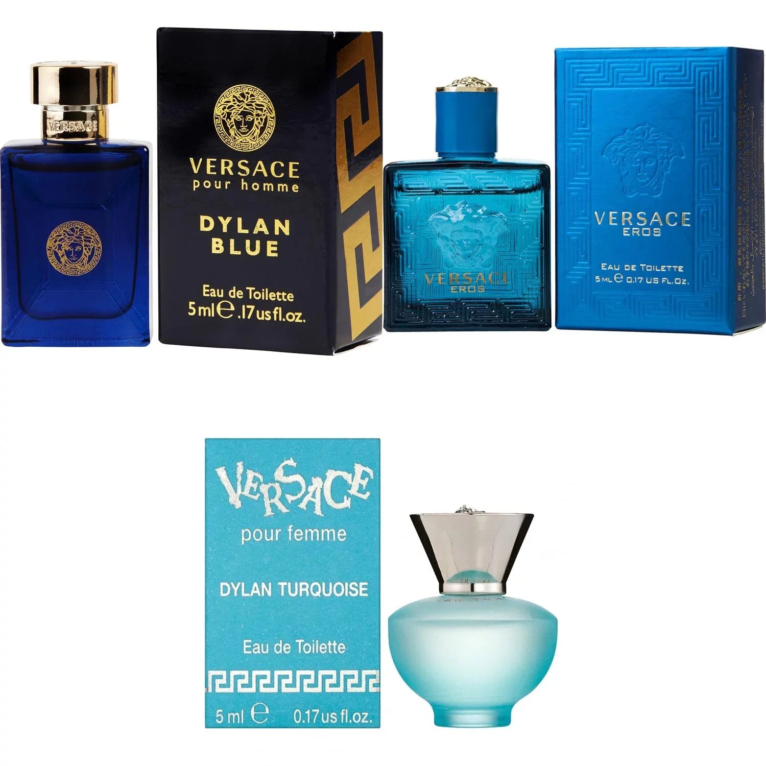 Versace Dylan Blue , Eros Men , Dylan Turquoise Femme  - 5ml 3PK Kit