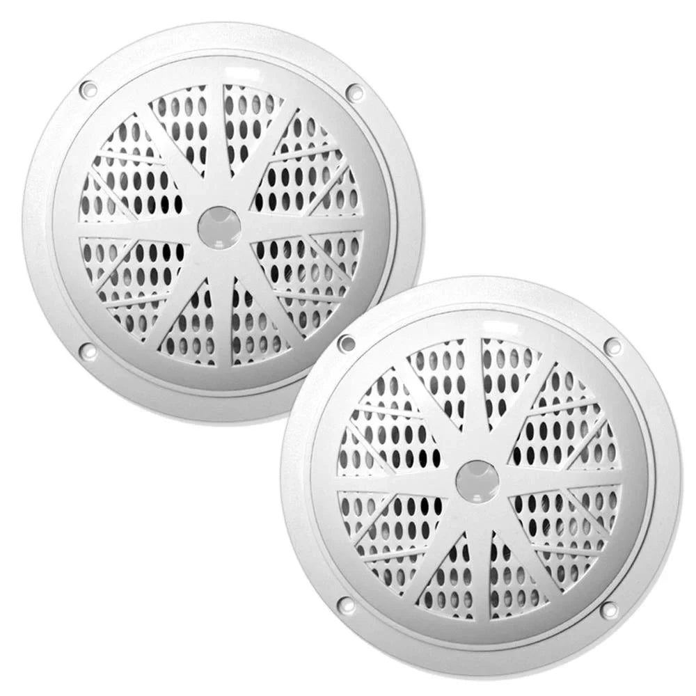 21-29' Pontoon Boat Audio Bundle: Pyle Double  Bluetooth Marine Receiver, 4x 6.5'' Waterproof White Speakers, 4-Channel Amplifier, Amp Installation Kit, 18 Gauge 50  Speaker Wire, Radio Antenna
