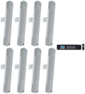 (8)  COL600- 24" White 70V Commercial Column Wall Mount Array Speakers+Amp