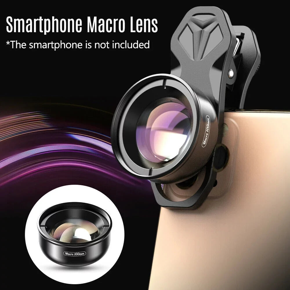 Aluminum Alloy 4K  Detachable Clip Cellphone Macro Camera Lens 40MM-70MM Shooting Distance Multi-Layer Optical Coated External Lens Accessory