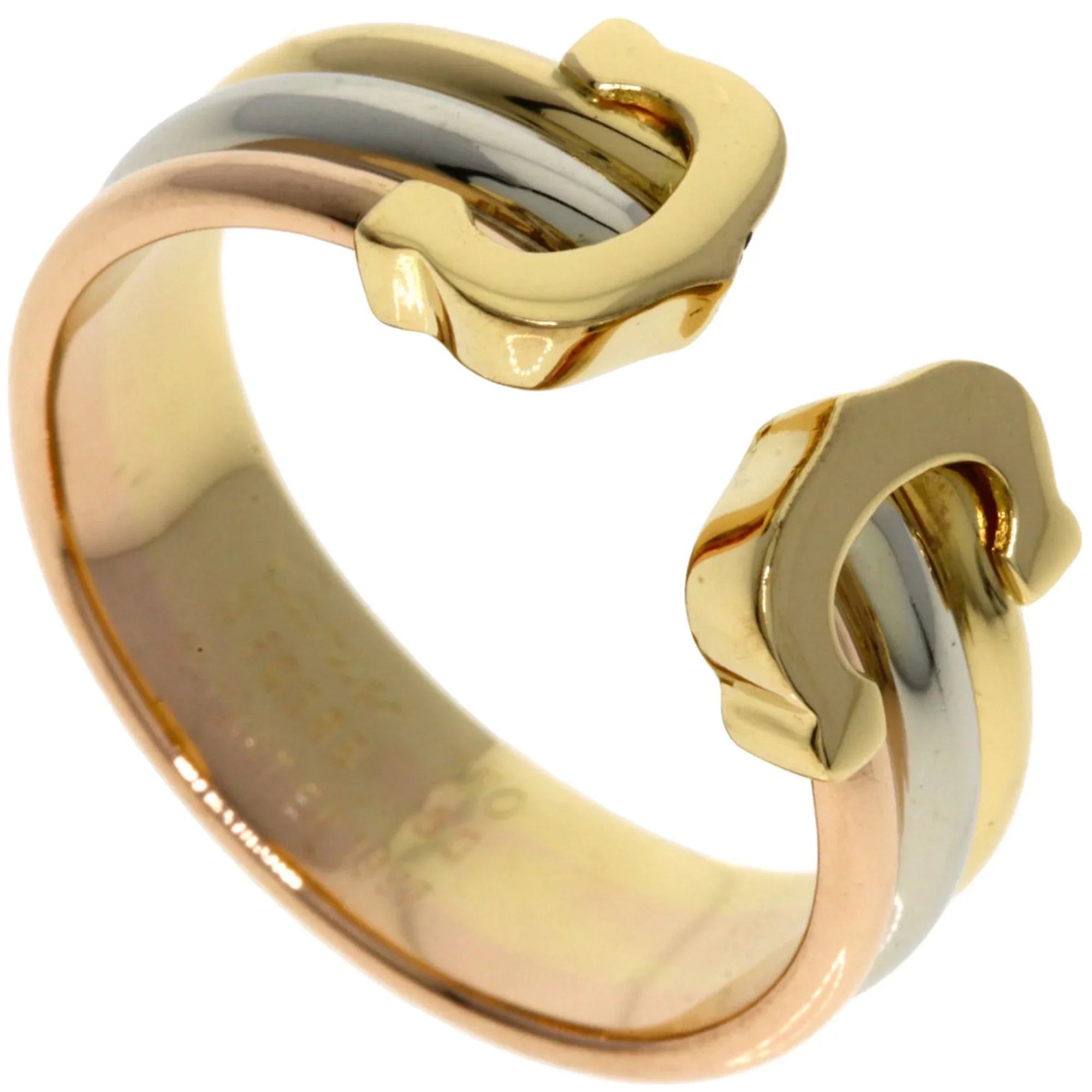 Pre-Owned Cartier 2C Ring #50 K18 Yellow Gold/K18WG/K18PG Women's  (Good)