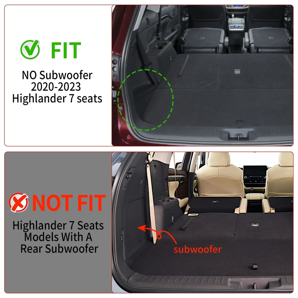 Fit 2020-2024 Toyota Highlander Trunk Mat Cargo Mat with Backrest Mats 2023 Highlander Accessories