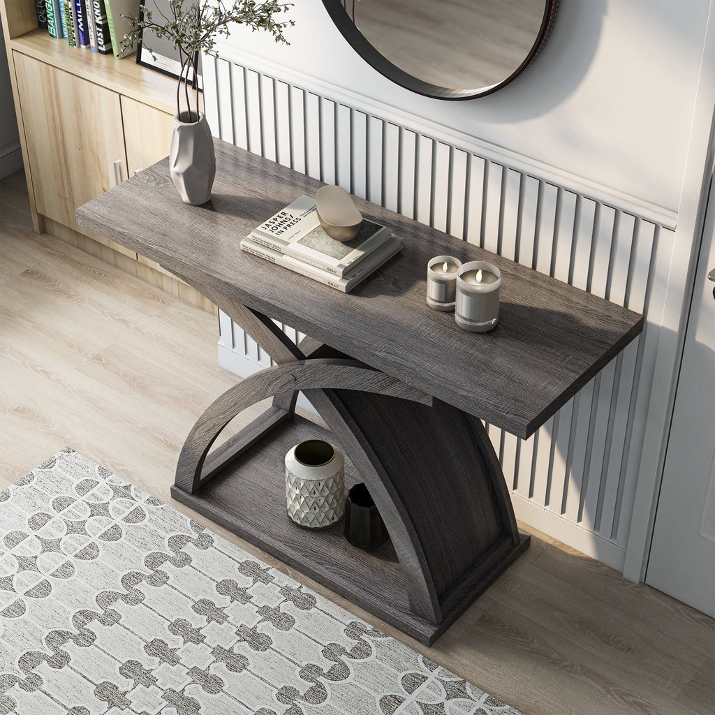 Denhour   Transitional Distressed Grey 47-inch 1-Shelf Sofa Table by