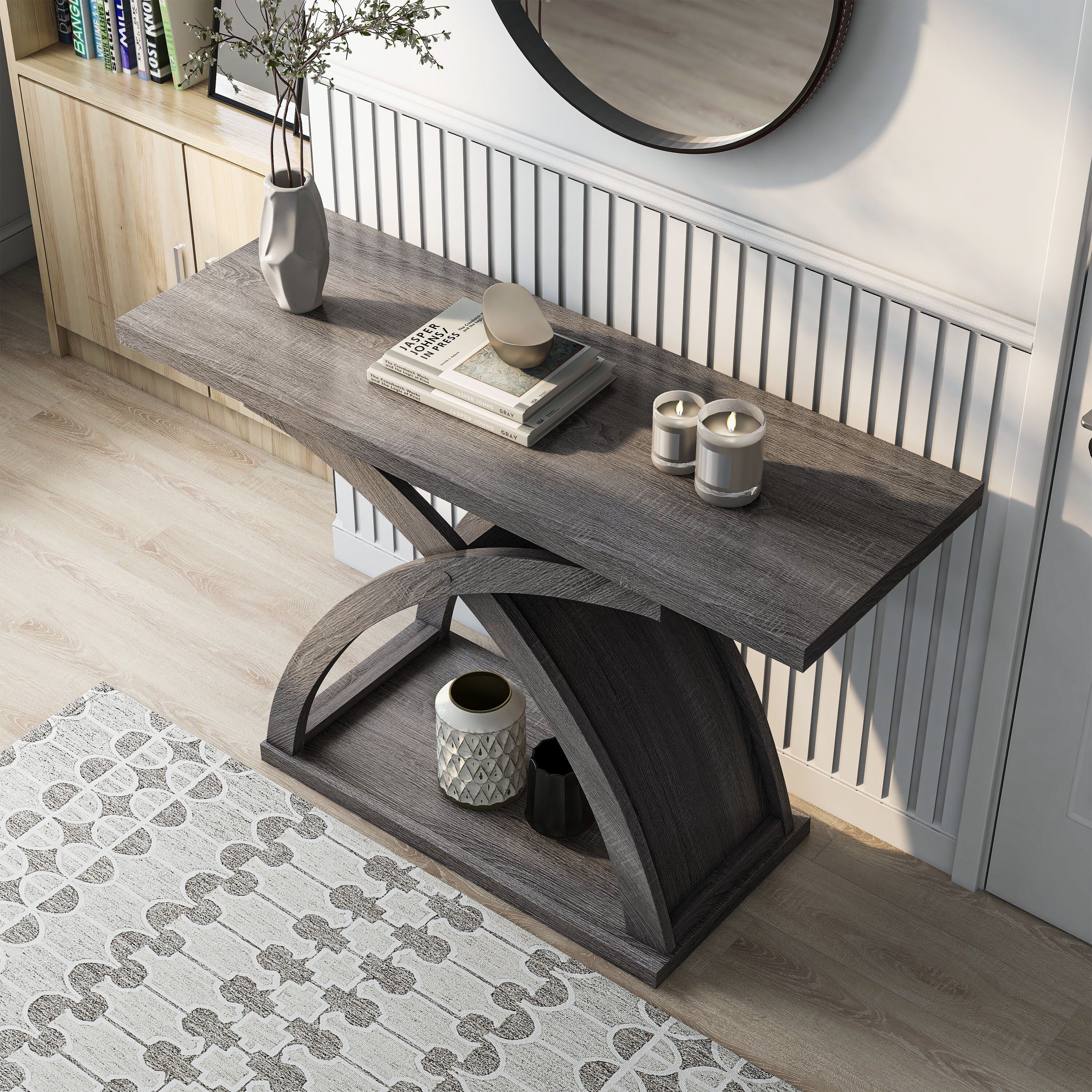 Denhour   Transitional Distressed Grey 47-inch 1-Shelf Sofa Table by