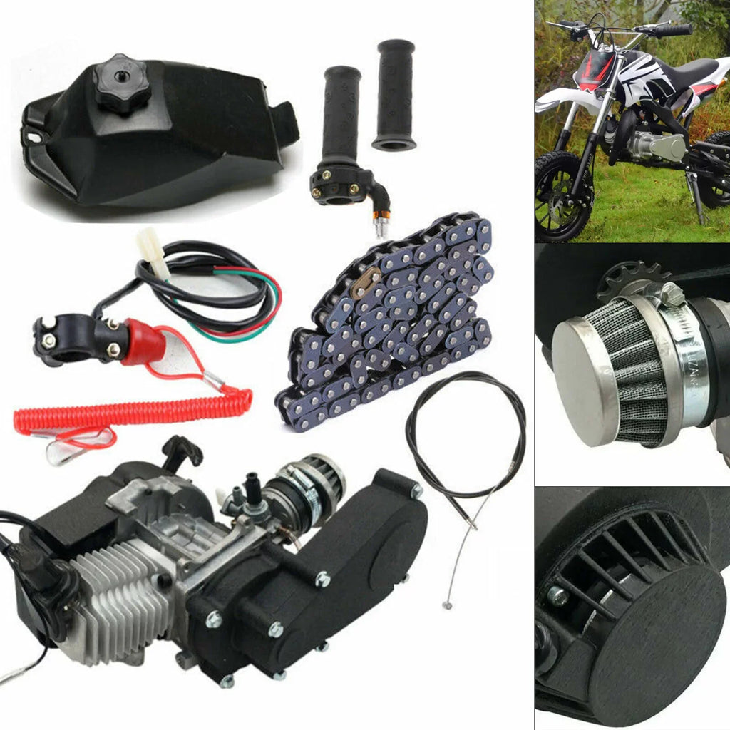 Oukaning 49cc 2 Stroke Mini Engine Motor Kit, Air-Cooled Racing Engine for Pocket Bicycle Mini Off-Road Vehicle Atv