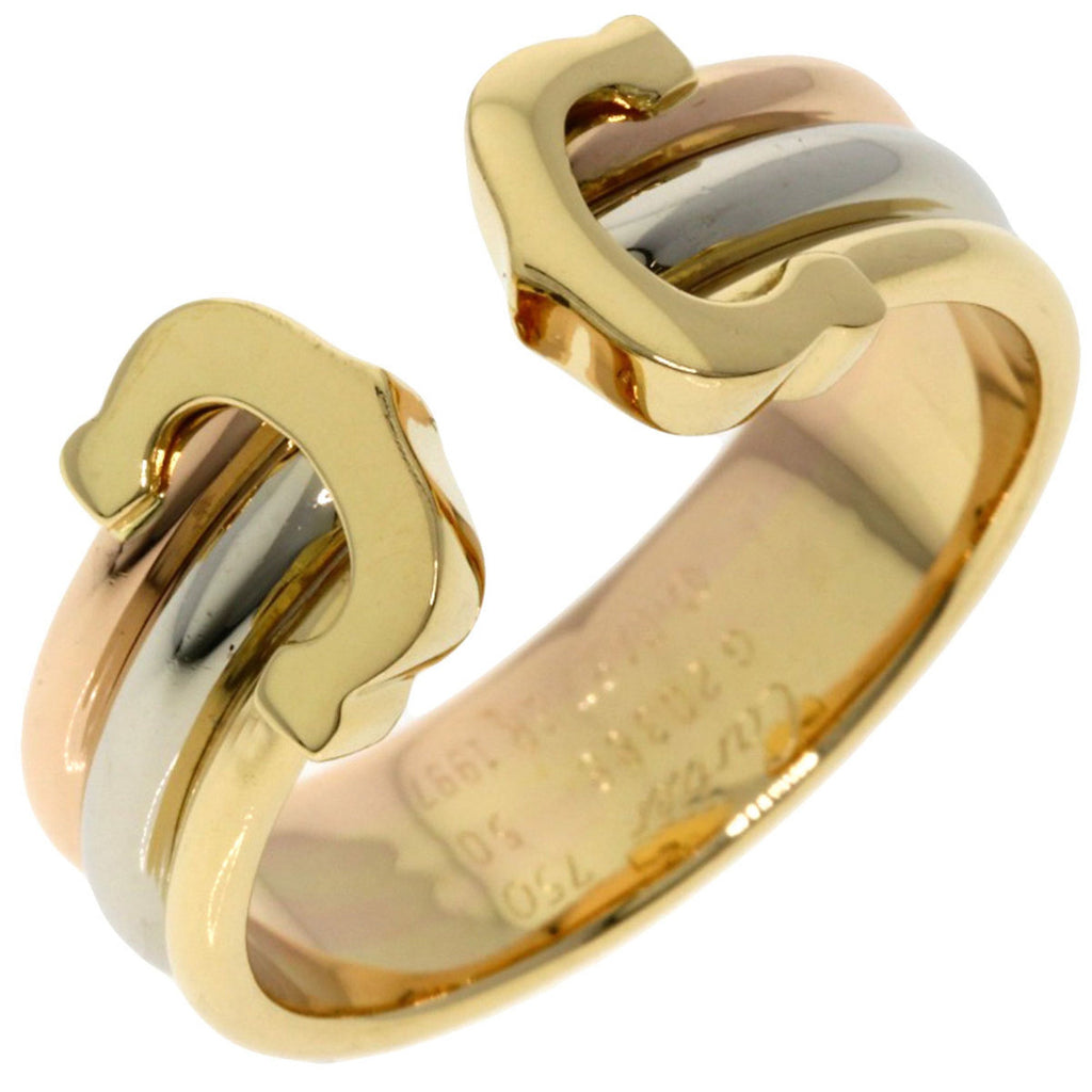 Pre-Owned Cartier 2C Ring #50 K18 Yellow Gold/K18WG/K18PG Women's  (Good)