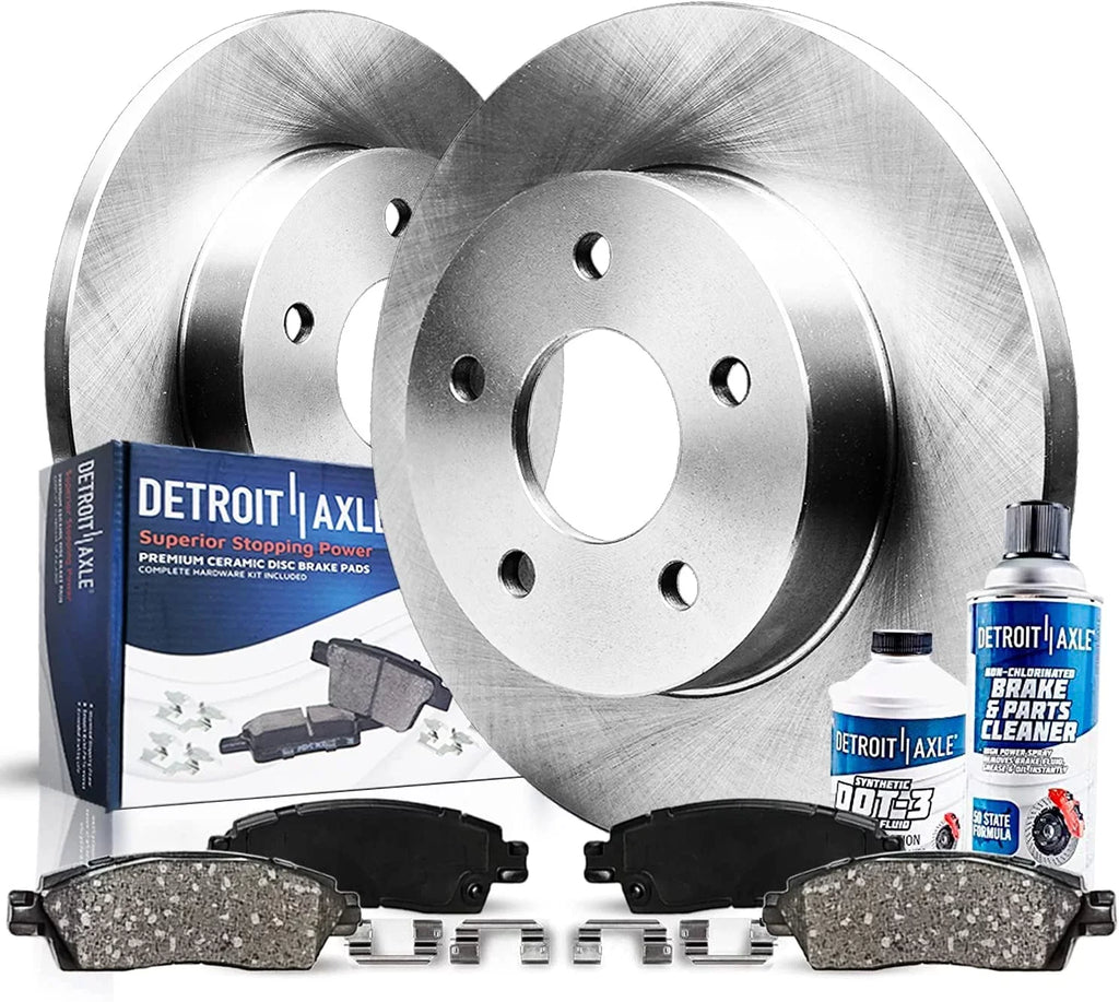 Detroit Axle - Rear Brake Kit for Dodge Grand Caravan Journey Chrysler Town & Country  Routan Ram C/V [w/ Piston Calipers] Disc Brake Rotors Replacement Ceramic Brakes Pads: 12" inch Rotor
