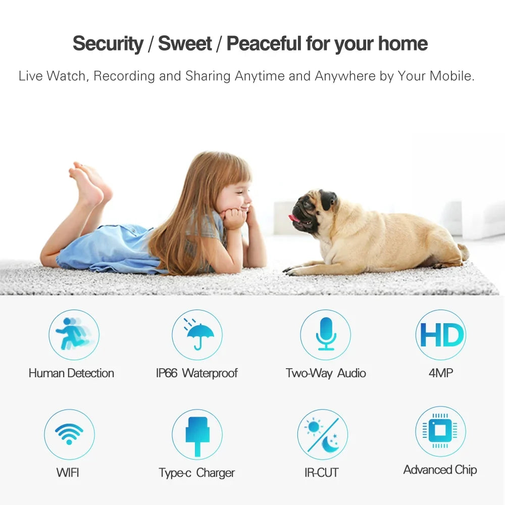 System 2Pcs 4MP Rechargeable Battery WiFi   Camera Kit with Solar Panels,4CH Base Station,Wireless Technology,Night Vision,Motion Detection