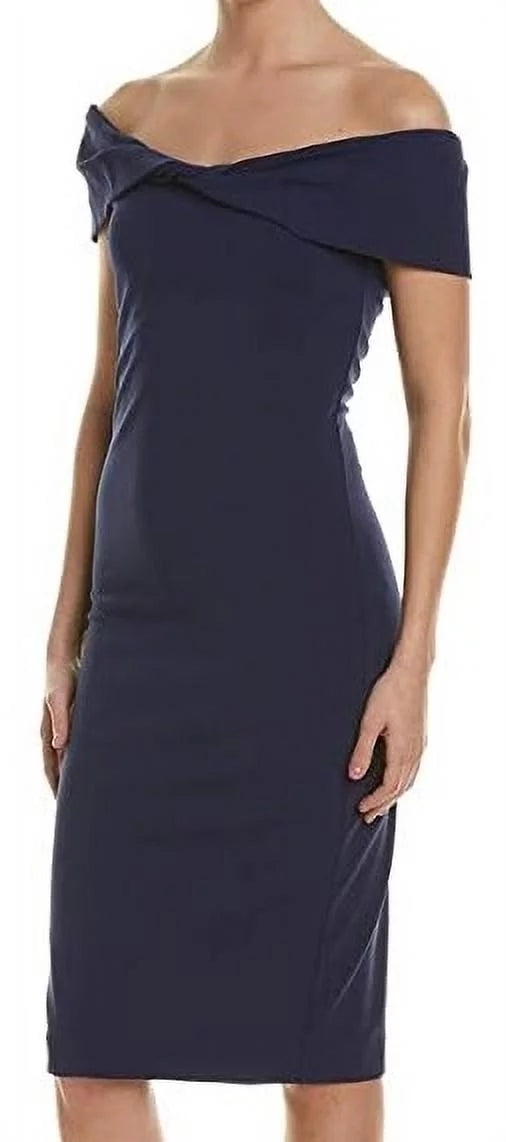 Nicole Miller Artelier  Structured Twist Off Shoulder Dress,  Small