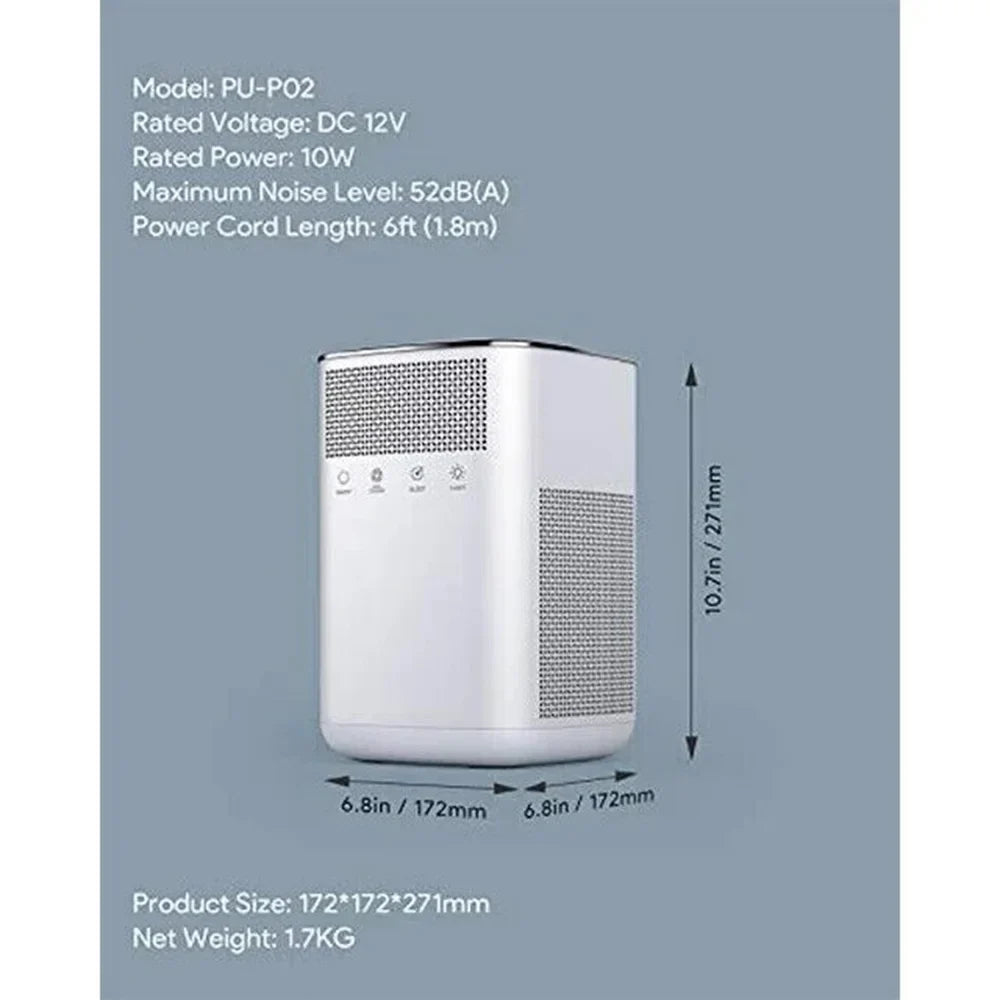 Air Purifier for Home Pets with True 3M ,  Night Light, Touch Button, Activated Carbon Filter for Large Room Bedroom Office White