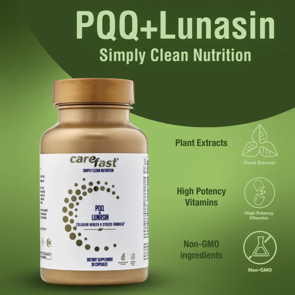 Carefast  Lunasin Vitality 20mg Pyroloquinoline Quinone, 10mg Bioactive LunaCell Supplement - Mitochondrial Biogenesis, Cellular Health & Stress Formula, Non- - 30 Dietary Capsules