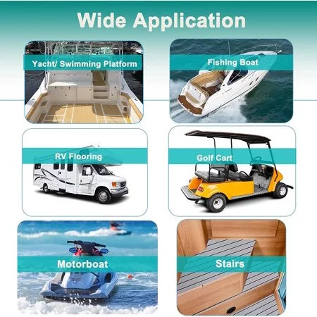 Foam Faux Teak Boat Decking Sheet/Carpet Self-Adhesive Non-Skid Fits for Sea Deck Marine Yacht  Boat Flooring Mats/Decking Pad 94"x 35"