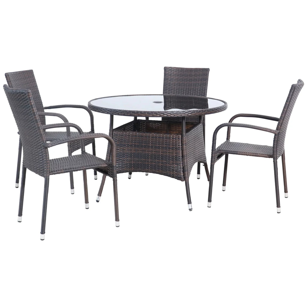 Northlight 5-Piece Venice Brown Woven Resin Wicker Outdoor Patio Dining Set