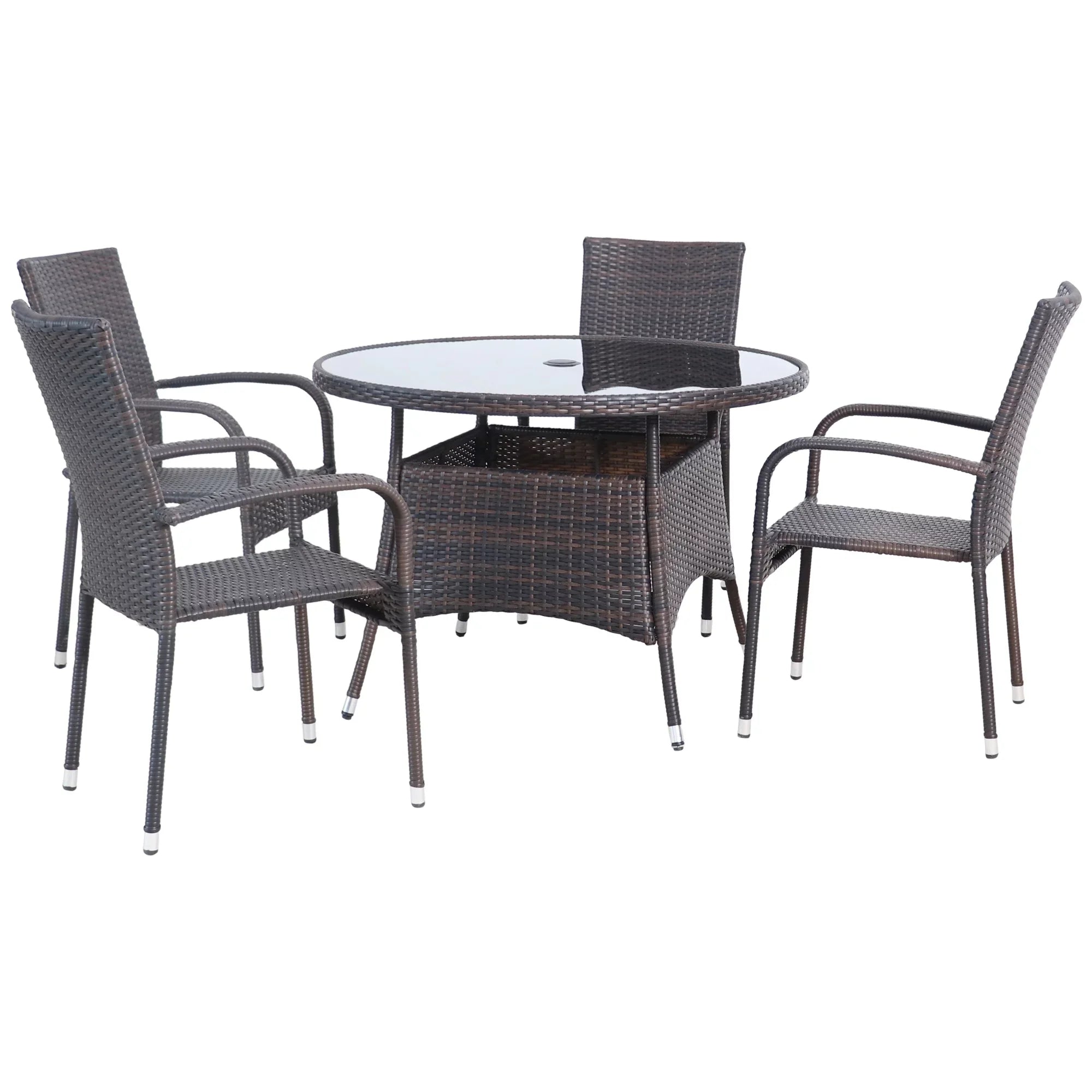 Northlight 5-Piece Venice Brown Woven Resin Wicker Outdoor Patio Dining Set