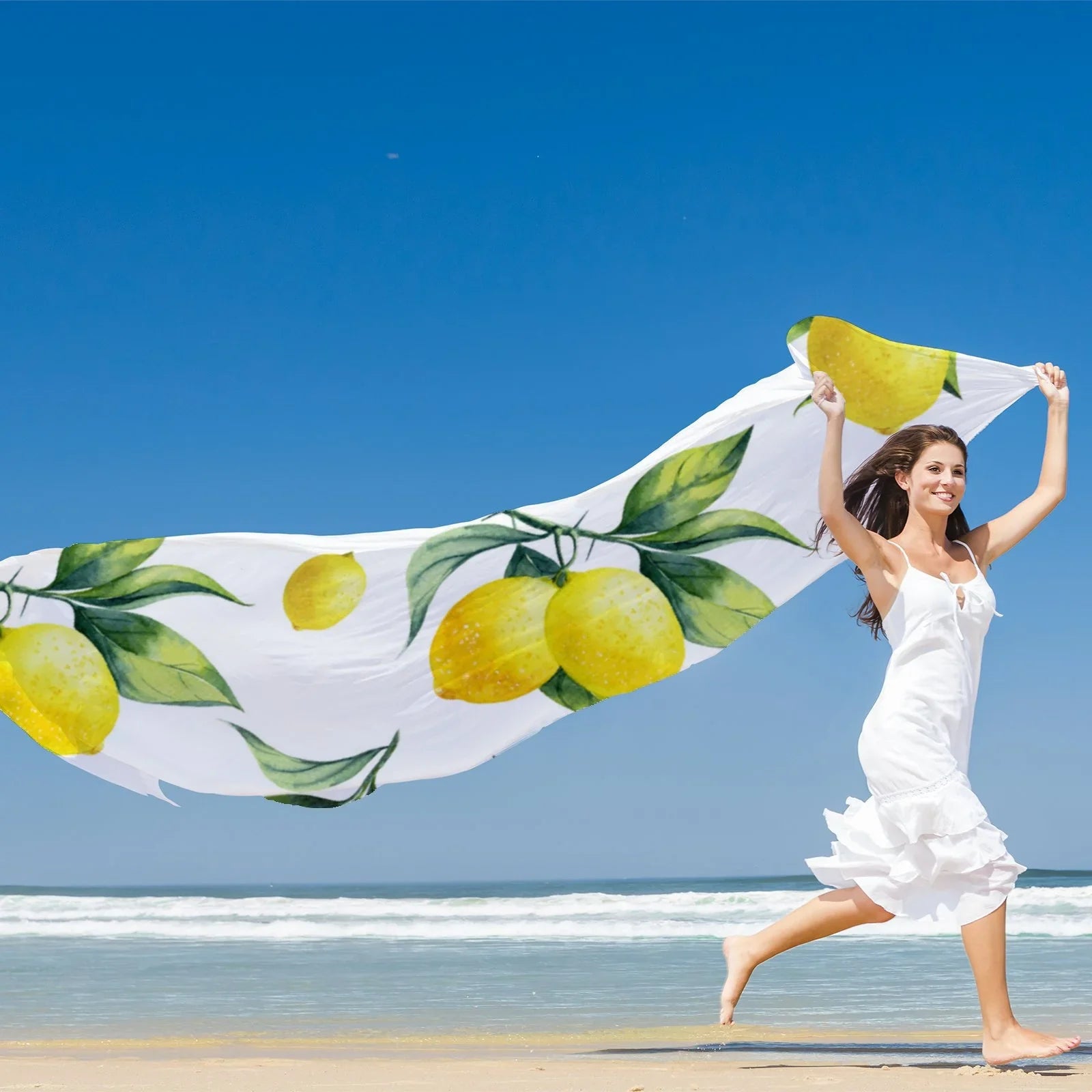 Lemon Silk Long Scarf for Women Large Oblong Sunscreen Shawls Wraps Neck Headscarf Hair Wraps Gift Packed