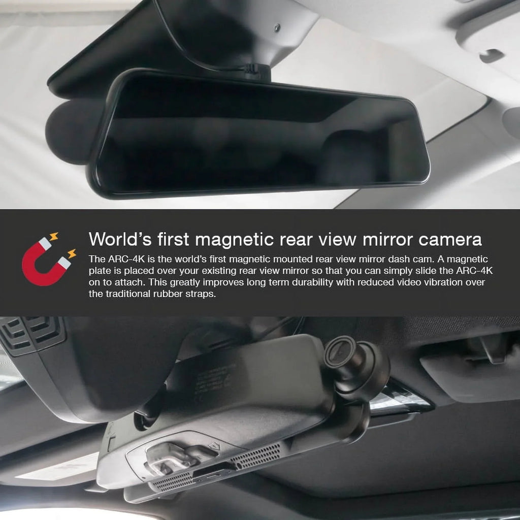 Arc4K 10" Rear-View Mirror Camera, Dual-Channel Front and Rear, Touchscreen, Parking Mode, Seamless Magnetic Mount Design