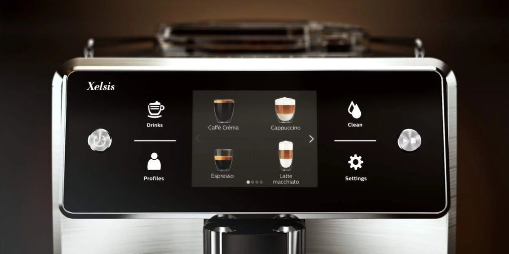 Saeco Xelsis SM7684/04 Super Automatic Espresso Machine, Titanium Metal Front