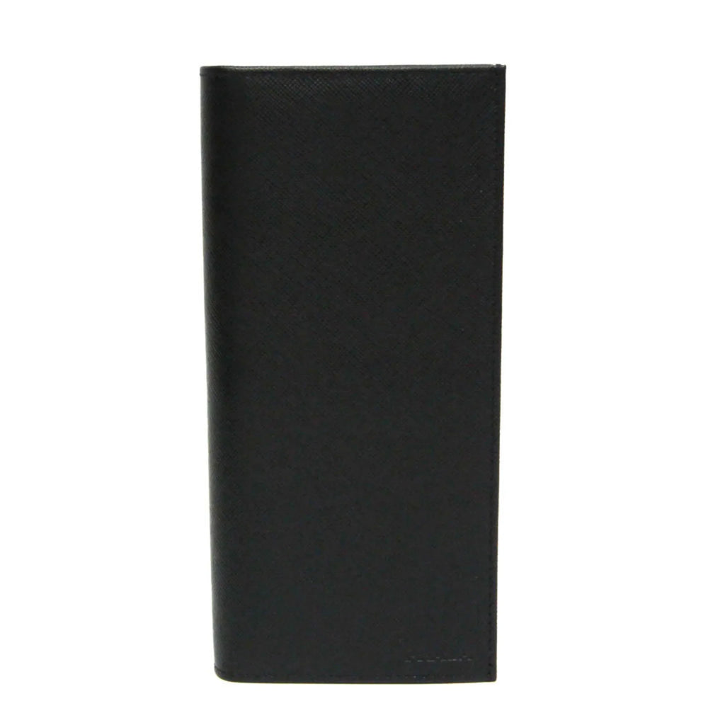 Pre-Owned Prada Saffiano 2M0836 Men's Leather Long Wallet (bi-fold) Black (Good)