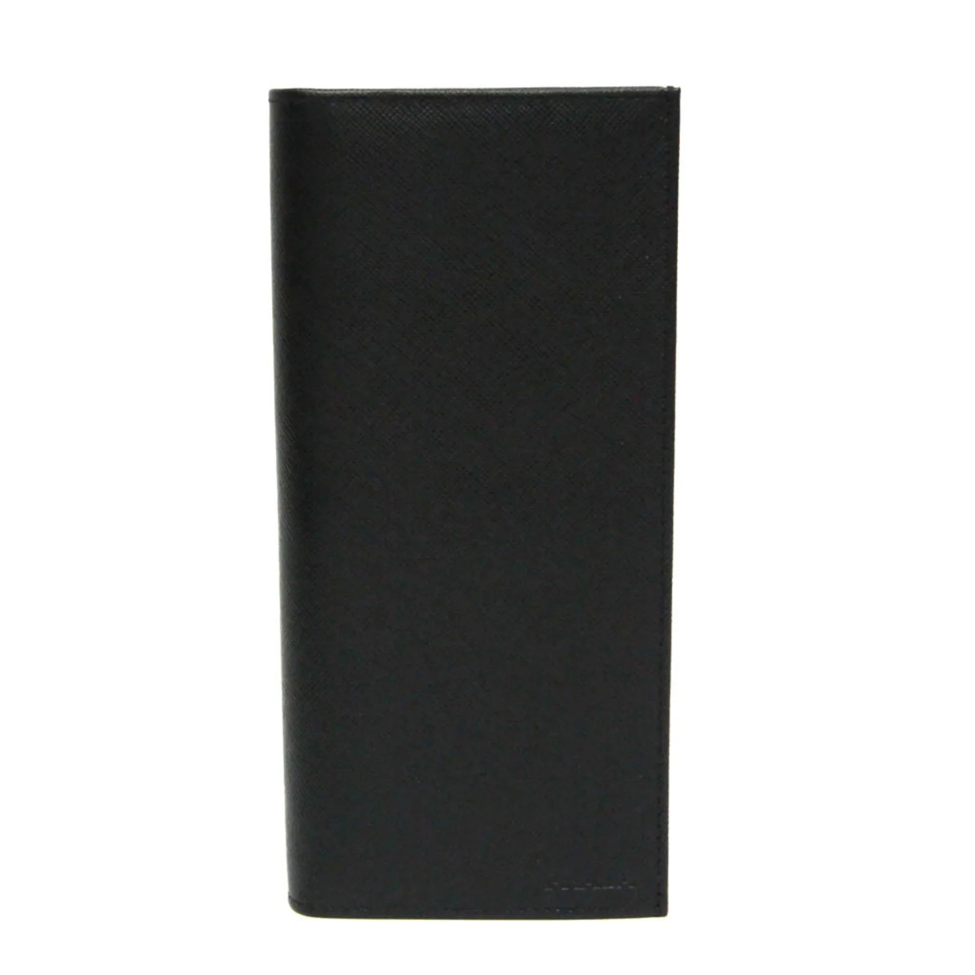 Pre-Owned Prada Saffiano 2M0836 Men's Leather Long Wallet (bi-fold) Black (Good)