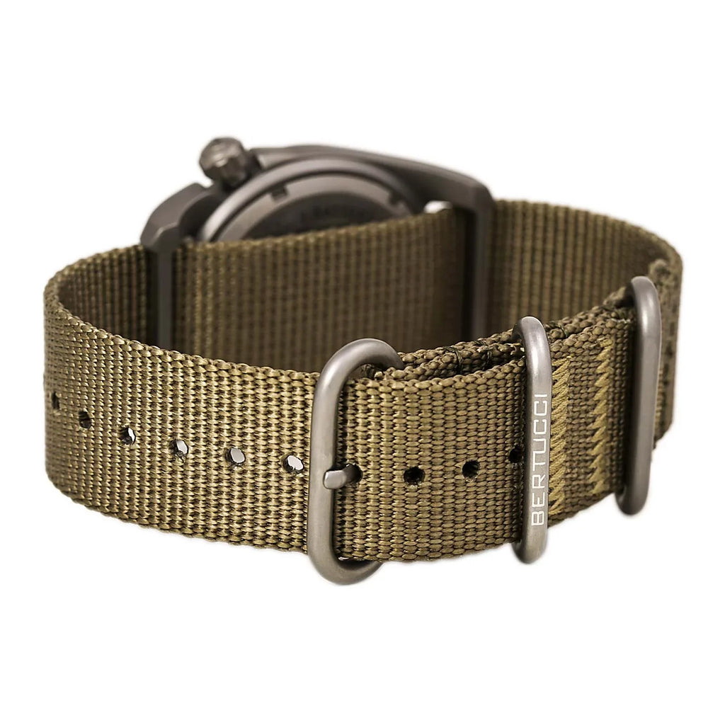 Mens A-2T Original Classic Analog Titanium Watch - Beige Nylon Strap - Black Dial - 12724