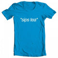 Sips Tea Original Artwork Inspired by Kermit Meme Women's T-shirt Turquoise Large