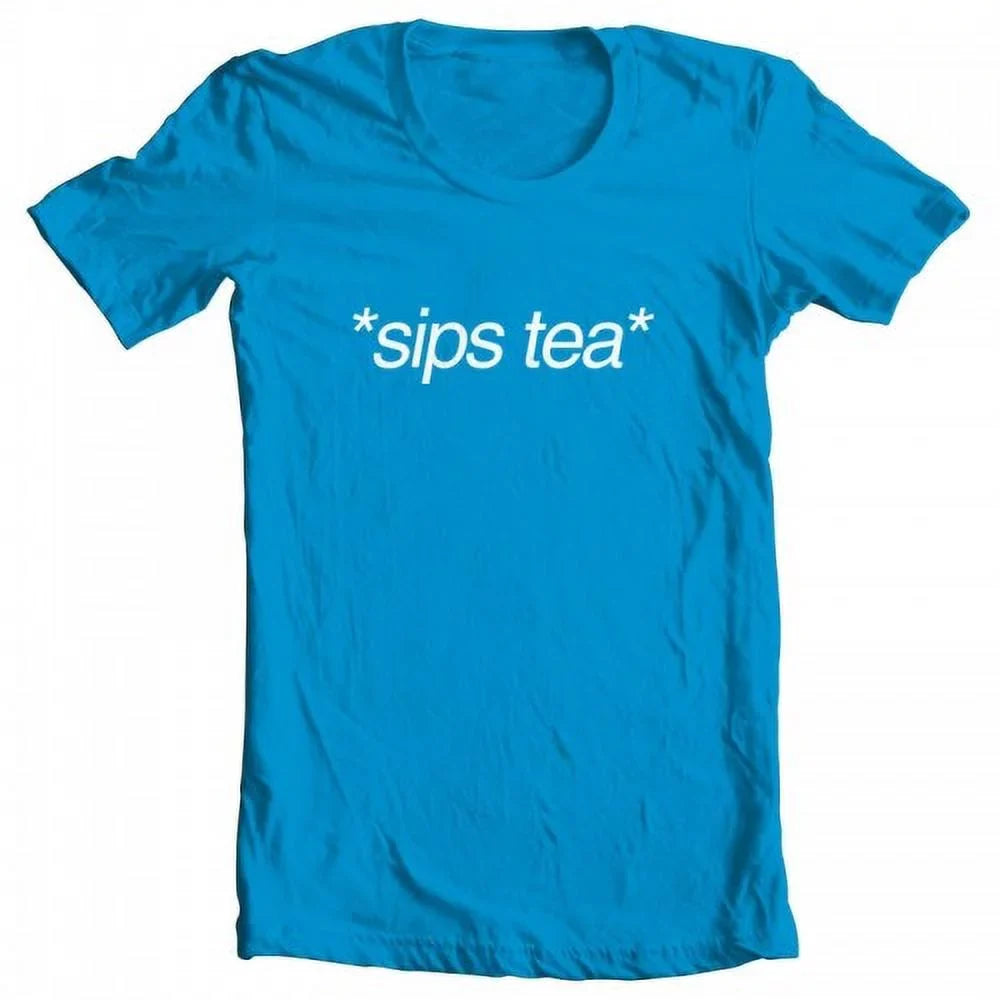 Sips Tea Original Artwork Inspired by Kermit Meme Women's T-shirt Turquoise Large