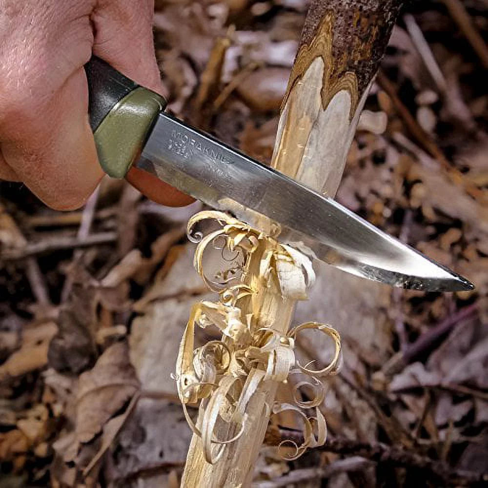 Morakniv Companion Fixed Blade Outdoor Knife with Carbon Steel Blade, 4.1-Inch, Military Green