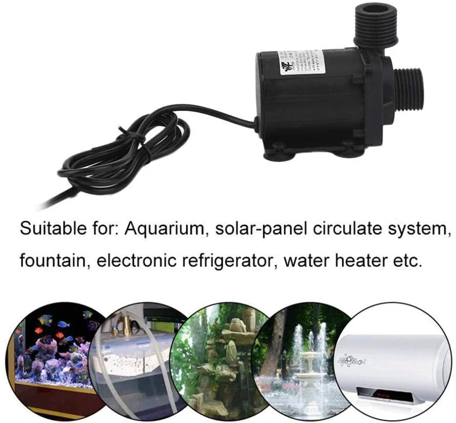 12V Brushless Water Pump 1/2'' Male Thread Centrifugal Submersible Pump 800L/H 210GPH 4M/13ft for Fountain Solar Panel Pond Aquarium Water Circulation System
