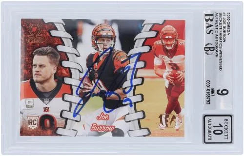 Joe Burrow Cincinnati Bengals Autographed 2020 Panini Omega #0-1 Beckett Fanatics Witnessed Authenticated 9/10 Rookie Card - 9.5,8.5,9,9.5 Subgrades - Fanatics Authentic Certified