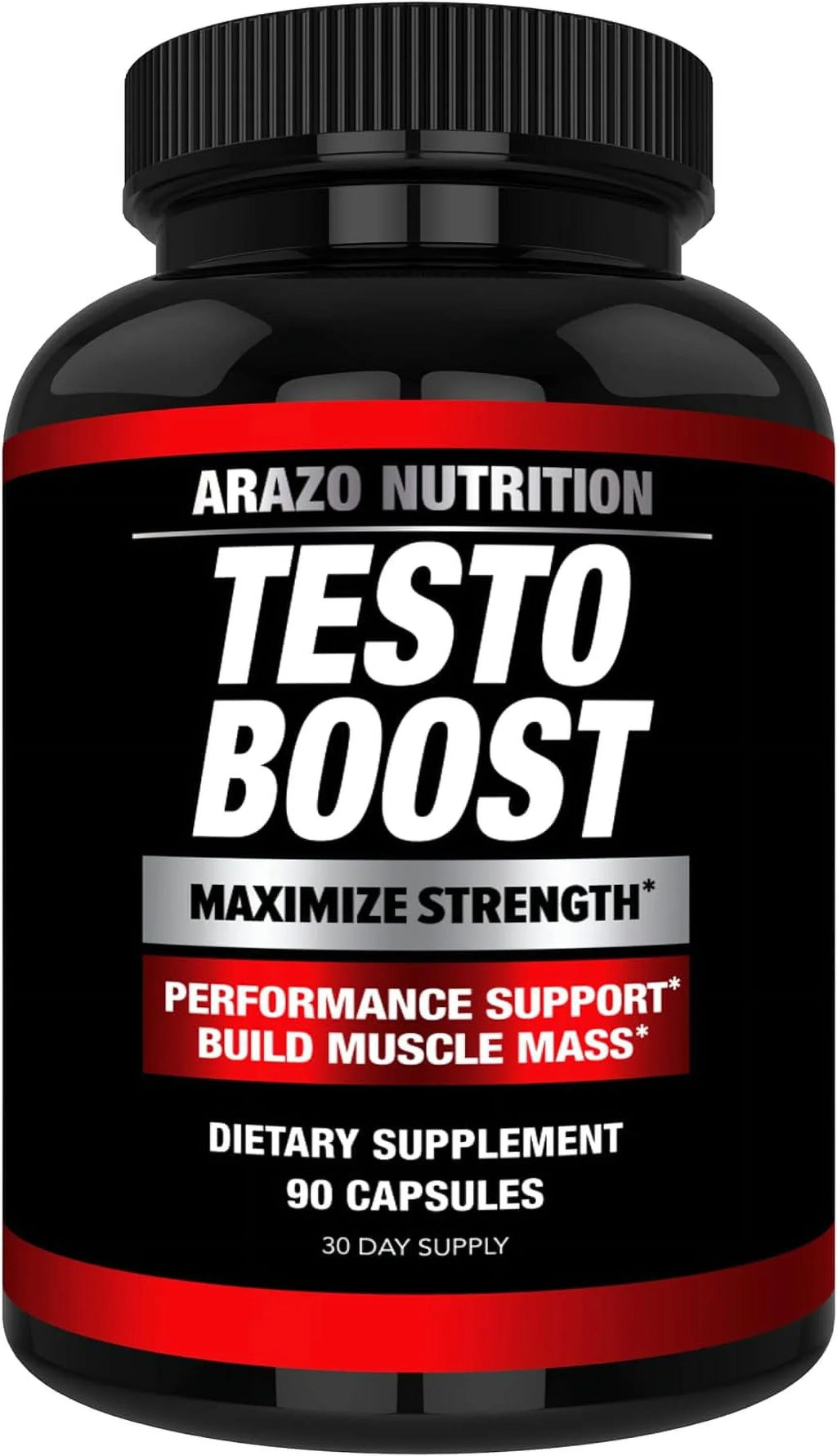 Arazo Nutrition TestoBoost Test Booster Supplement - Potent & Natural Herbal Pills - Boost Muscle Growth - Tribulus, Horny Goat Weed, Hawthorn, Zinc, Minerals - 90 Capsules