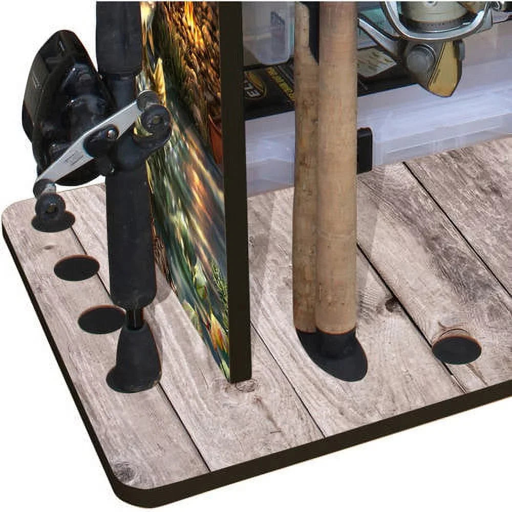 Rush Creek Creations 14 Fishing Rod Rack with 4 Utility Box Storage Capacity & Dual Rod Clips - Features a Sleek Design & Wire Racking System