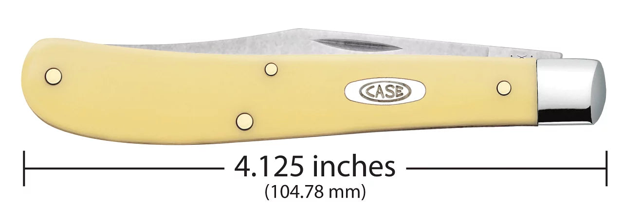 Case  Slimline Trapper Clip Blade Smooth Yellow Synthetic Handle - 00031