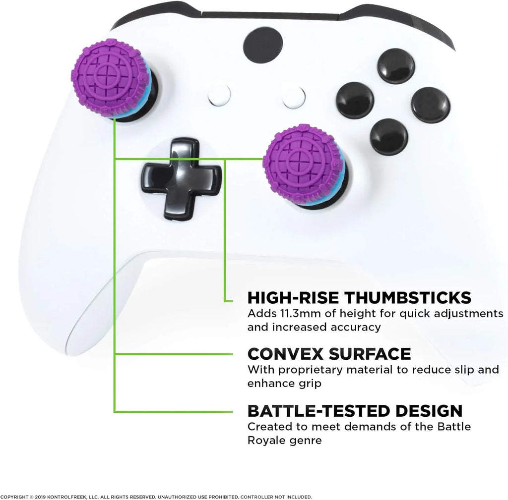 KontrolFreek  Freek Battle Royale for Xbox One and Xbox Series X Controller | Performance Thumbsticks | 2 High-Rise Convex (Domed) | Purple