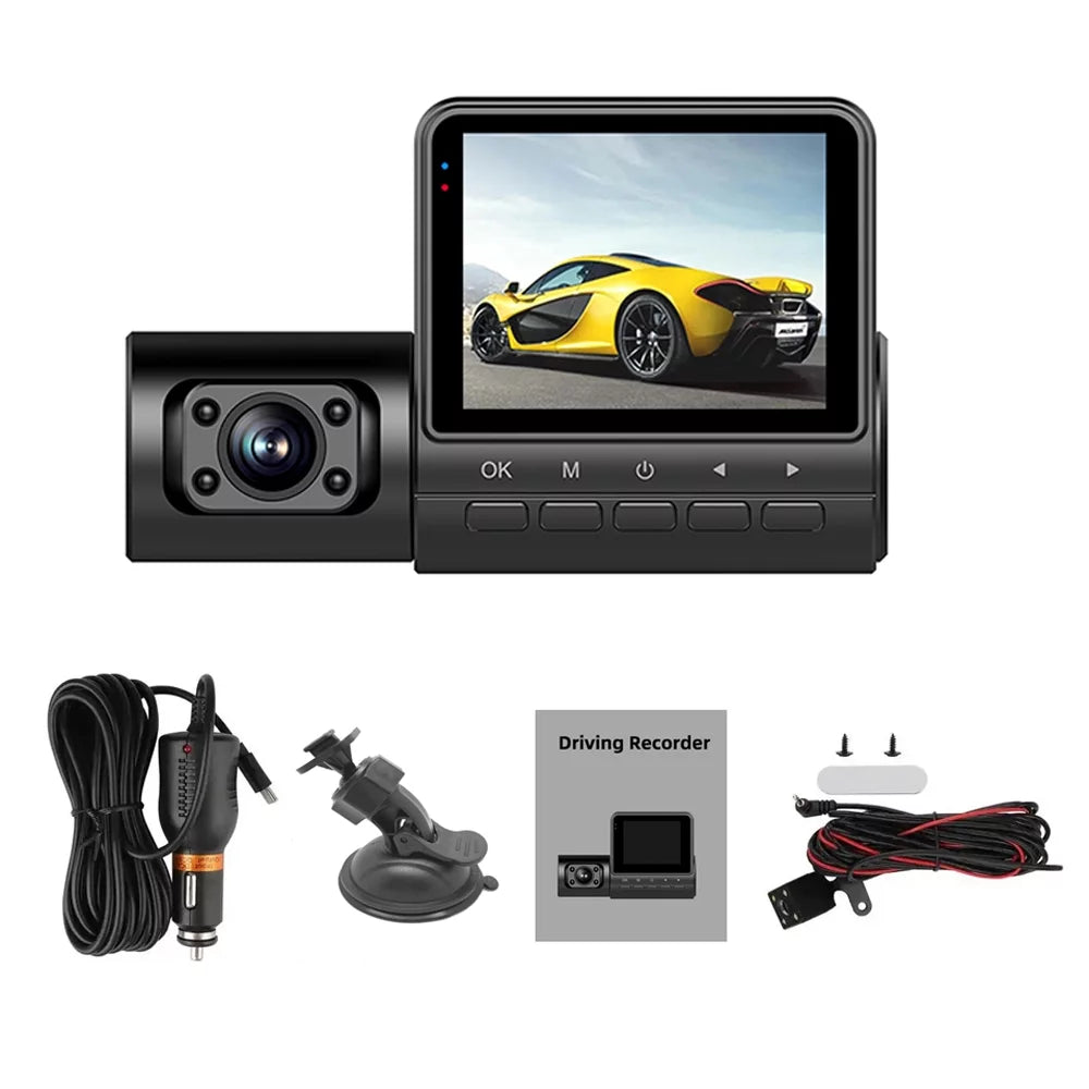 Walmeck Dash Camera,Clear Car Rearview 3 Cameras Car Camera Auto Car Rearview Mirror Video Car Camera Auto ty Dash Cam 2in Car Video Auto Safety 2in Clear Car Cameras Dash Cam 170°Wide