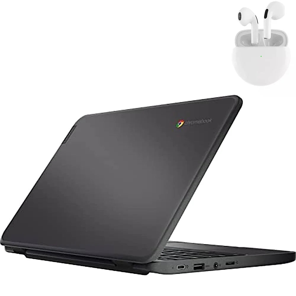 PreOwned Lenovo 100e Laptop 11.6" Intel Processor 4GB  64GB  Windows 10 Pro with Wireless Earbuds (scratch and dent)