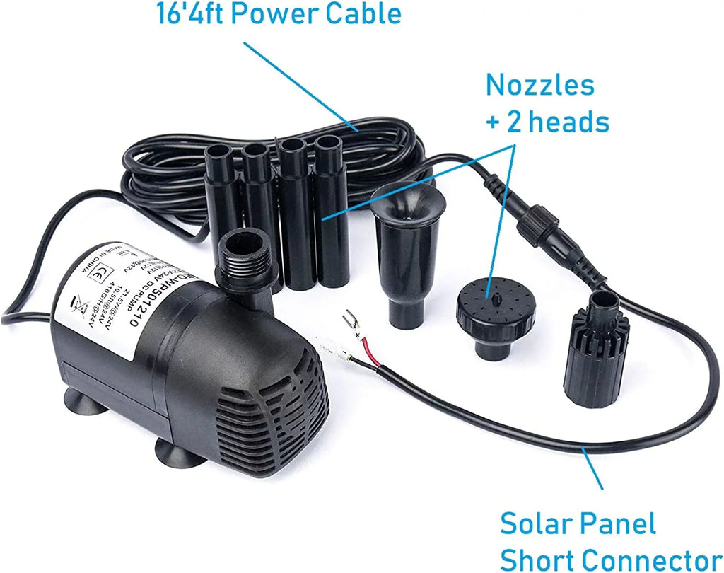 12V - 24V  Brushless Submersible Water Pump, 410GPH, for Solar Fountain, Fish Pond, and Aquarium 410GpH 1 Pack