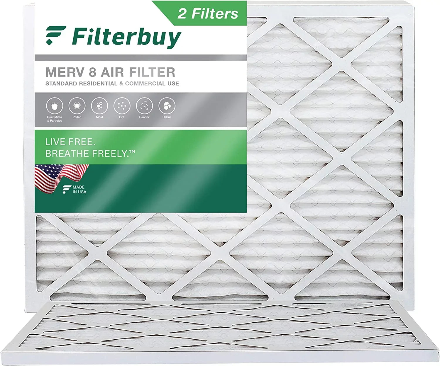 Filterbuy 20x21x1  8 Pleated   Furnace Air Filters (2-Pack)