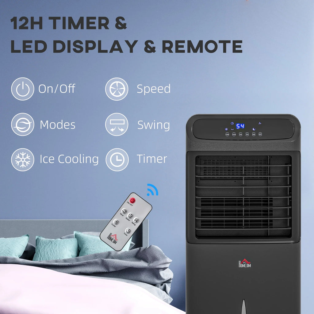 3-In-1 Mobile Evaporative Air Cooler with Remote Oscillating Black