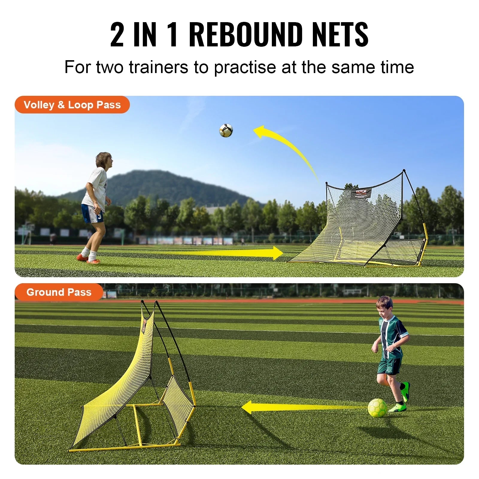 71"x40" Soccer Trainer 2--1 Portable Soccer Rebounder Net Portable Bag