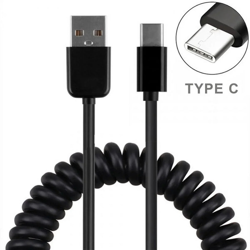 Type-C Coiled  Cable w Holster Leather Case Belt Clip V1N for Samsung Galaxy A20 - Xiaomi Redmi Note 7, Mi Mix 2 9T 9 -  Grand X4 X3, ZMax Champ, Blade X Spark, Axon 9 Pro, Max 2S
