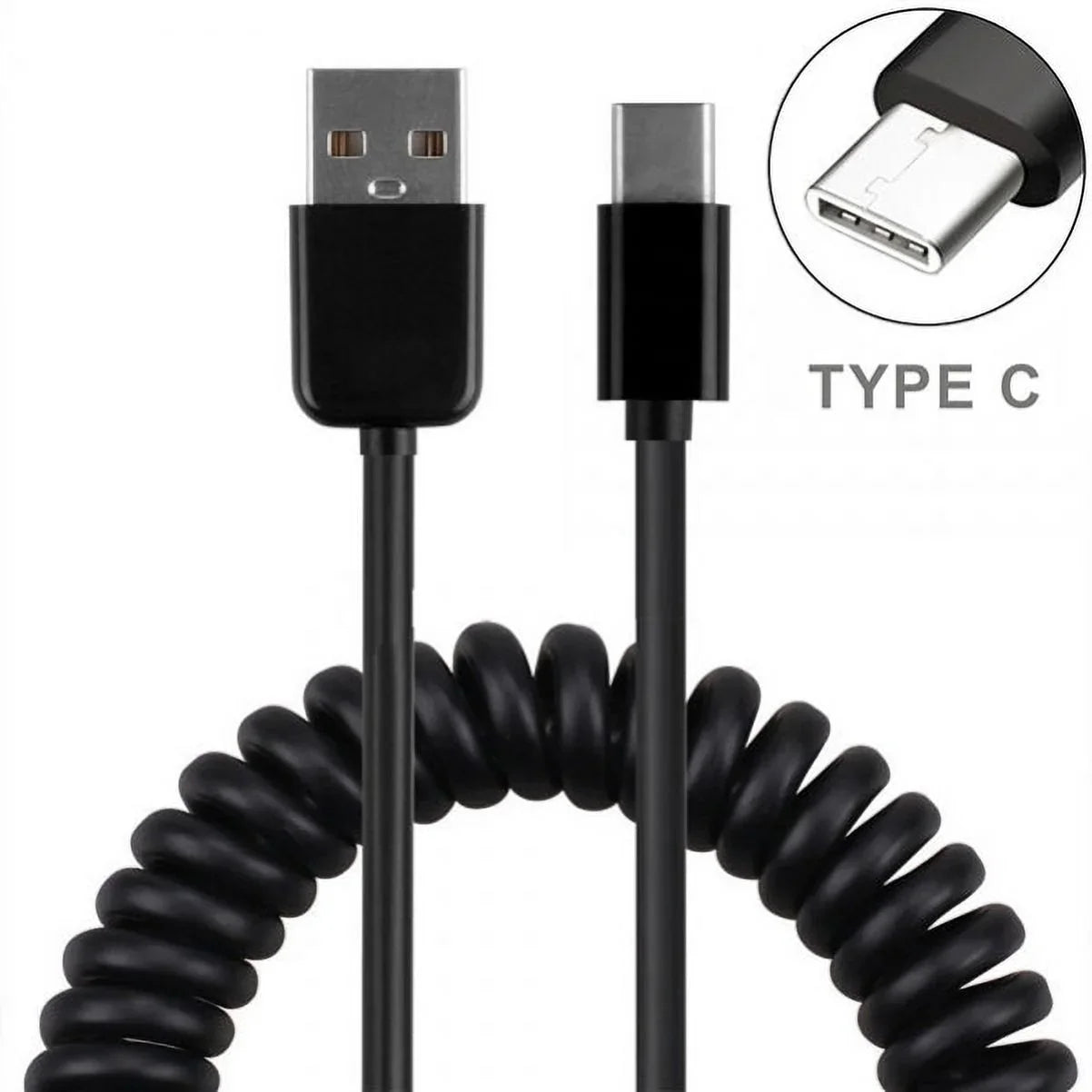 Type-C Coiled  Cable w Holster Leather Case Belt Clip V1N for Samsung Galaxy A20 - Xiaomi Redmi Note 7, Mi Mix 2 9T 9 -  Grand X4 X3, ZMax Champ, Blade X Spark, Axon 9 Pro, Max 2S