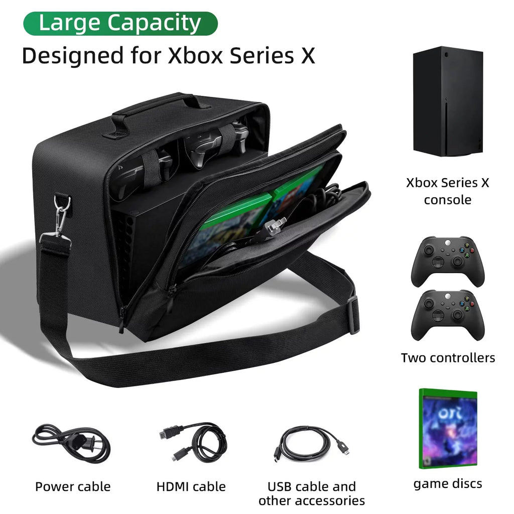 Protective Carrying Case for Xbox Series X- Travel Bag Carrying Case for Xbox Series X Console, Controller, Cables and Other Accessories