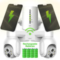 System 2Pcs 4MP Rechargeable Battery WiFi   Camera Kit with Solar Panels,4CH Base Station,Wireless Technology,Night Vision,Motion Detection