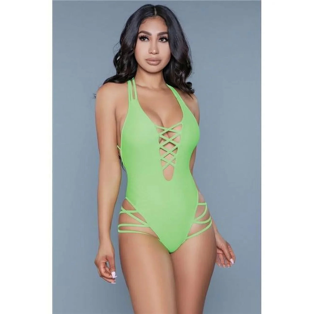 BeWicked  Womens 1977 Amaya Swimsuit, Lime - Extra Large