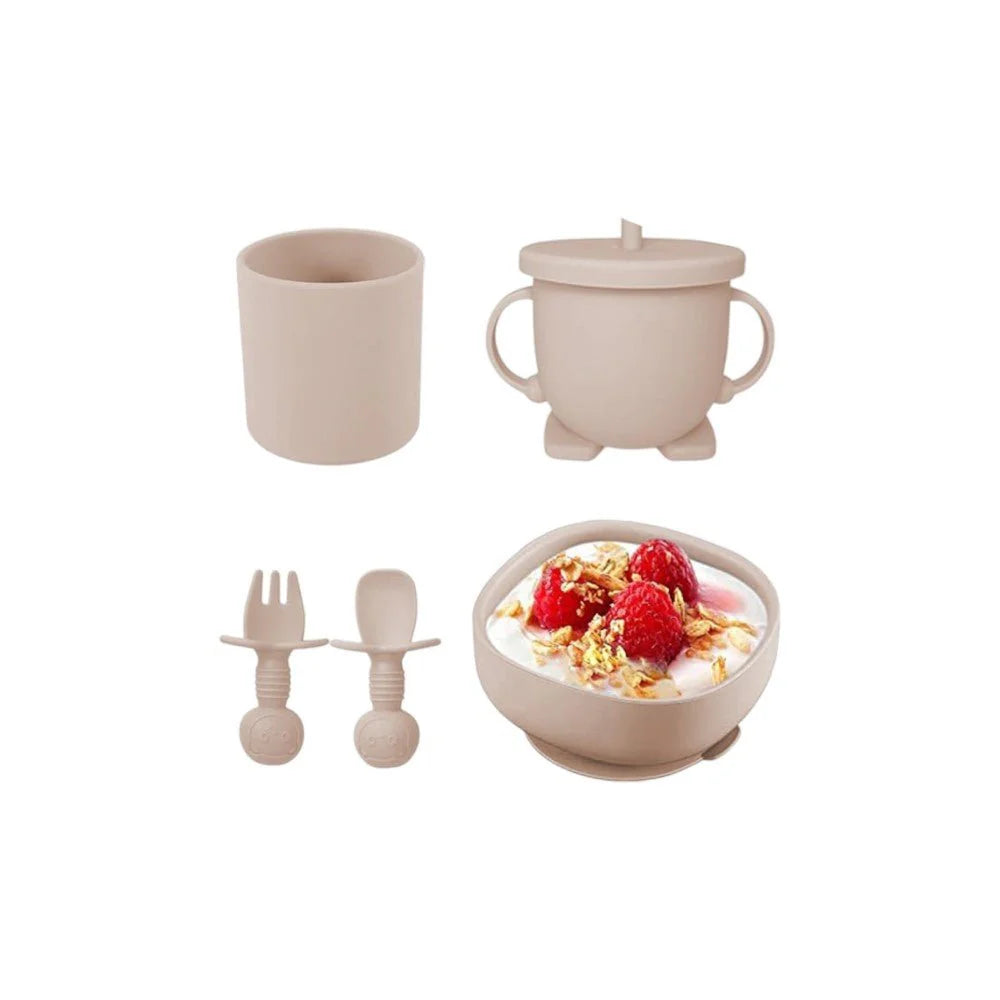 10-Piece Baby Feeding Set, Silicone Plates, Bowl, Bibs, Spoon