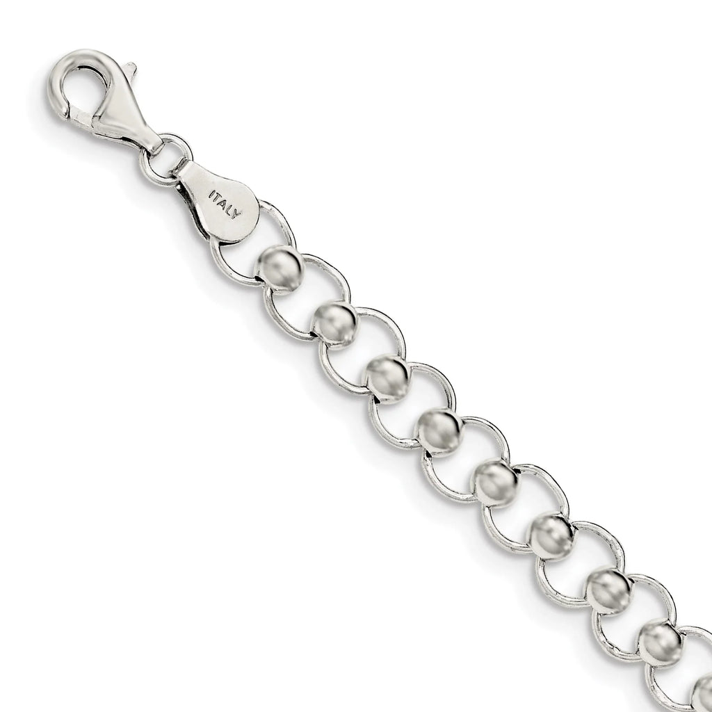 925 Sterling Silver Fancy Lobster Closure Polished Beaded Bracelet 7.5 Inch Jewelry Gifts for Women